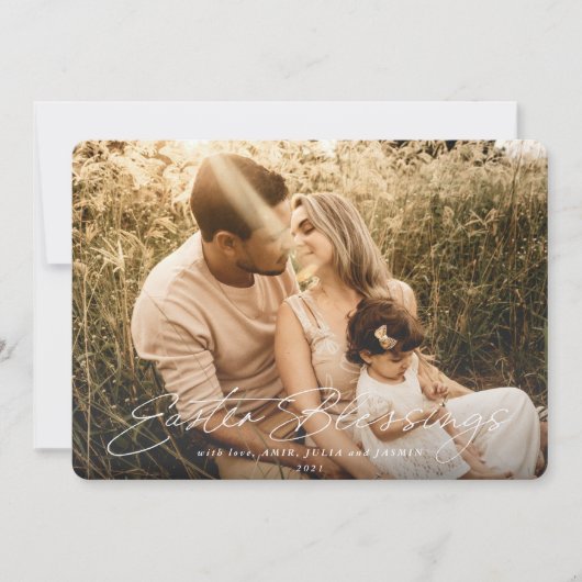 Foto Elegant Script Easter Blessing Feestdagenkaart (Voorkant)