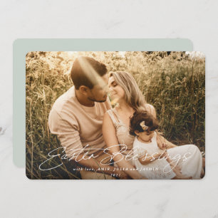 Foto Elegant Script Easter Blessing Feestdagenkaart