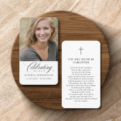 Foto Elegant Script Funeral Memorial Prayer Kaart Visitekaartje