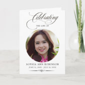 Foto Elegant Script Herdenkingsprogramma Kaart (Voorkant)
