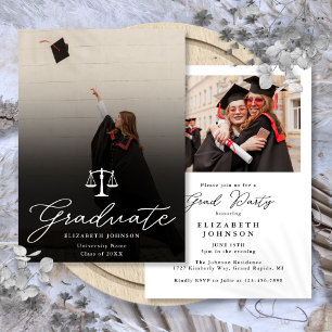 Foto Elegant Script Law School Graduation Party Kaart