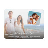 Foto Elegant Script met Hearts Modern Magneet (Horizontaal)