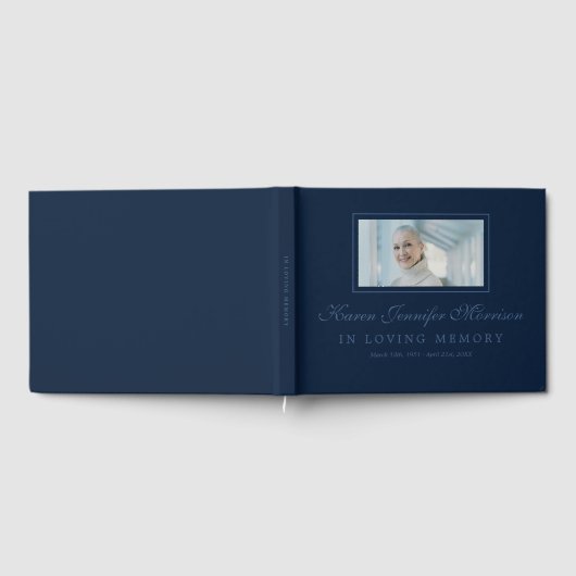 Foto Elegant Script Navy blauw in liefdevolle heri Gastenboek (Volledig)