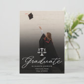 Foto Elegant Script Rechtenstudie Afstudeerfeest Kaart (Staand voorkant)