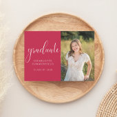 Foto Elegant Script Red Afstuderen Kaart
