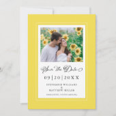 Foto Elegant Script Wedding Trendy Yellow Border Save The Date (Voorkant)