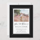 Foto Elegant Script Weduwend Black Border Save The Date (Voorkant)