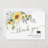 FOTO Elegant Sunflower Eucalyptus Afstuderen Bedankkaart (Voorkant)