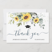 FOTO Elegant Sunflower Eucalyptus Afstuderen Bedankkaart (Voorkant)