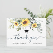 FOTO Elegant Sunflower Eucalyptus Afstuderen Bedankkaart (Staand voorkant)