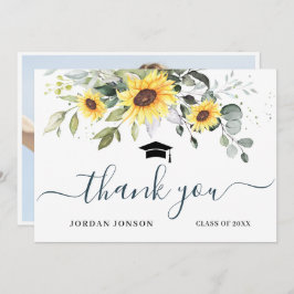 FOTO Elegant Sunflower Eucalyptus Afstuderen Bedankkaart