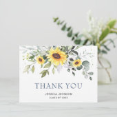 FOTO Elegant Sunflower Eucalyptus Afstuderen Bedankkaart (Staand voorkant)