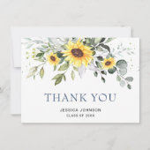FOTO Elegant Sunflower Eucalyptus Afstuderen Bedankkaart (Voorkant)