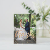 Foto Elegant Wedding Copper Gold Hartelijk dank Briefkaart (Staand voorkant)
