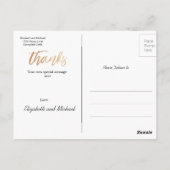 Foto Elegant Wedding Copper Gold Hartelijk dank Briefkaart (Achterkant)