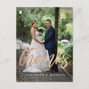 Foto Elegant Wedding Copper Gold Hartelijk dank Briefkaart