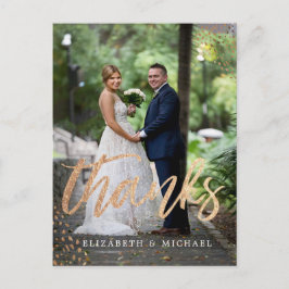 Foto Elegant Wedding Copper Gold Hartelijk dank Briefkaart