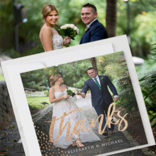 Foto Elegant Wedding Gold Square Hartelijk dank Bedankkaart