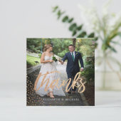 Foto Elegant Wedding Gold Square Hartelijk dank Bedankkaart (Staand voorkant)