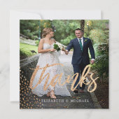 Foto Elegant Wedding Gold Square Hartelijk dank Bedankkaart (Voorkant)