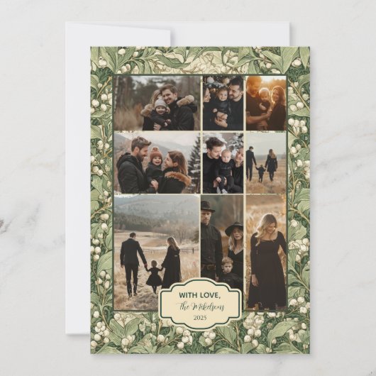 Foto Elegant White Holly Christmas Feestdagenkaart (Voorkant)