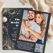 Foto Elegant Zilver Goud Hemelse Bruiloft Kaart