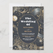 Foto Elegant Zilver Goud Hemelse Bruiloft Kaart (Voorkant)