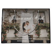 Foto Elegant Zwart Bruiloft Welkom Groot Cadeauzakje (Voorkant)