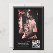 Foto Elegant Zwart QR Code en RSVP Bruiloft Kaart (Achterkant)