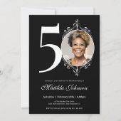 Foto Elegant Zwart Wit 50ste verjaardag Kaart (Voorkant)