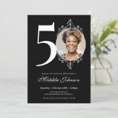 Foto Elegant Zwart Wit 50ste verjaardag Kaart (Staand voorkant)