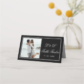 Foto Elegant Zwart Wit Trouwtafel Nummer Plaatskaartje (Achterkant)