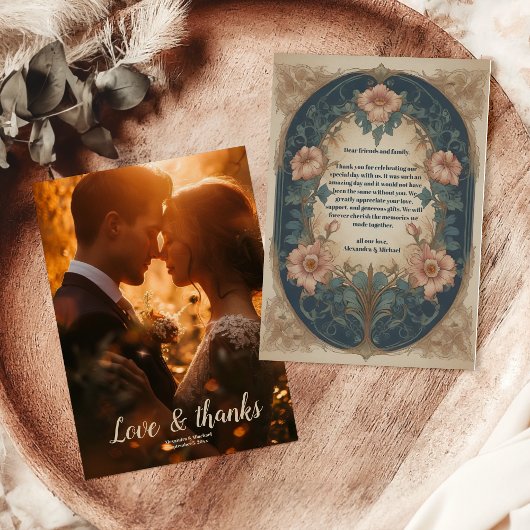 Foto Elegante Arch Art Nouveau Bruiloft Bedankkaart