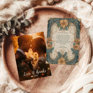 Foto Elegante Art Nouveau Bloemige Bruiloft  Bedankkaart