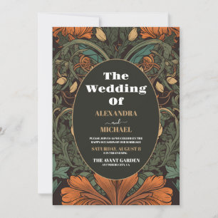 Foto Elegante Art Nouveau Bruiloft met Bloemen Kaart