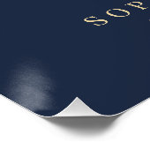 Foto Elegante Blauwe Gouden Script Rouwherdenking  Perfect Poster (Hoek)
