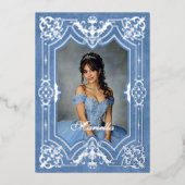 Foto Elegante Blauwe Kroon Tiara Royal Quinceanera Folie Uitnodiging (Voorkant)