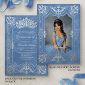 Foto Elegante Blauwe Kroon Tiara Royal Quinceanera Folie Uitnodiging
