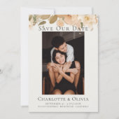 Foto Elegante Bloemen Save The Date Bruiloft (Voorkant)