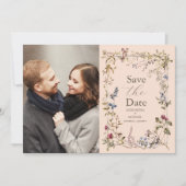 Foto Elegante bloemenbruiloft Save The Date (Voorkant)