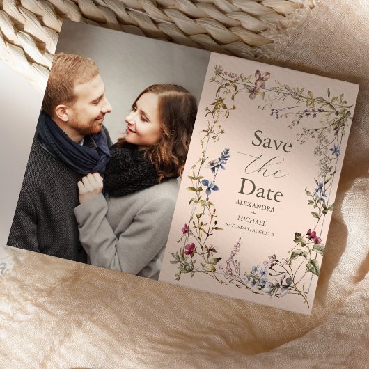Foto Elegante bloemenbruiloft Save The Date