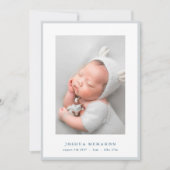 Foto Elegante Blue lijst baby Geboorte Aankondiging (Voorkant)