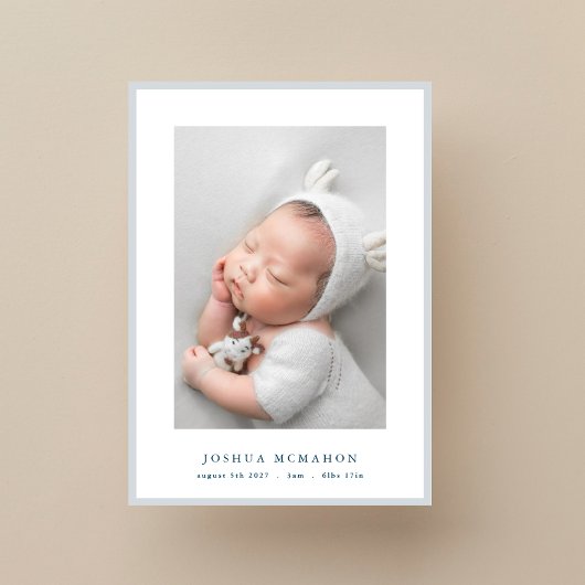 Foto Elegante Blue lijst baby Geboorte Aankondiging