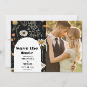 Foto Elegante Boho Wildflower bruiloft Save The Date (Voorkant)