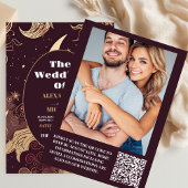 Foto Elegante Bourgogne Goud Hemelbruiloft Kaart