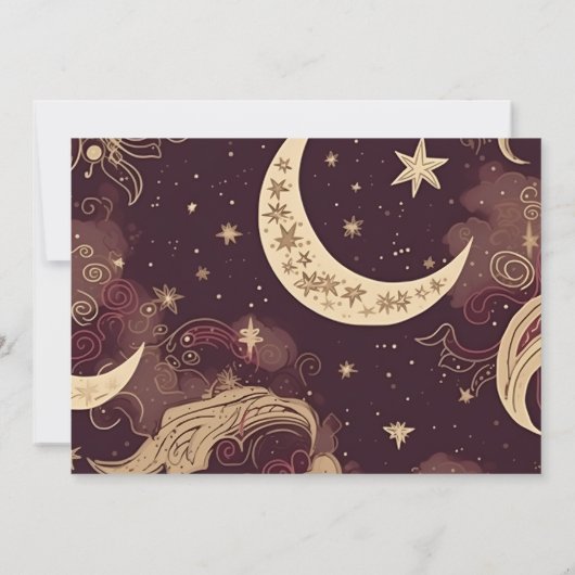 Foto Elegante Bourgogne Goud Hemelbruiloft Save The Date (Achterkant)