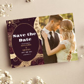 Foto Elegante Bourgogne Goud Hemelbruiloft Save The Date