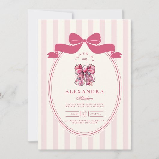 Foto Elegante Bow Coquette Nursing School Afstuder Kaart (Voorkant)