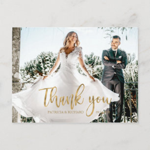 Foto Elegante Calligrafie Huwelijk Bedankt Briefkaart