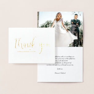 Foto Elegante Calligrafie Huwelijk Bedankt Folie Kaarten
